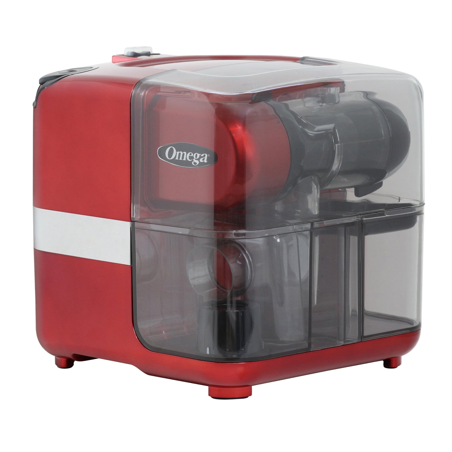 Omega Cold Press 365 Masticating Slow Juicer and Nutrition System with On-Board Storage, in Red (JCUBE500RD)