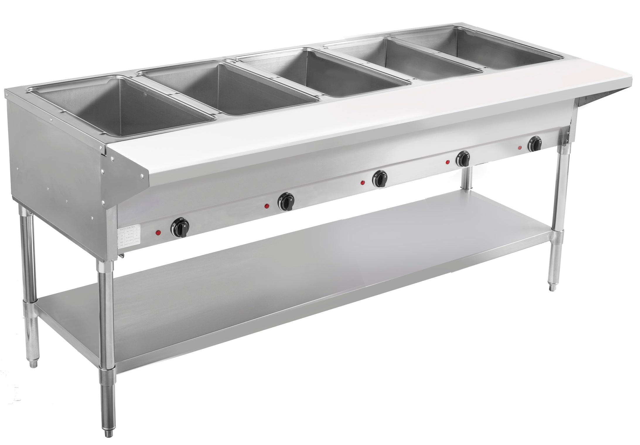 BevLes 5 Well Electric Steam Table, 230V, in Silver (BVST-5-240)