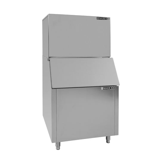 Maxx Ice Modular Ice Machine, 30"W, 602 lbs, and Storage Bin, 30"W, 580 lbs, in Stainless Steel (MIM600-B580SS)