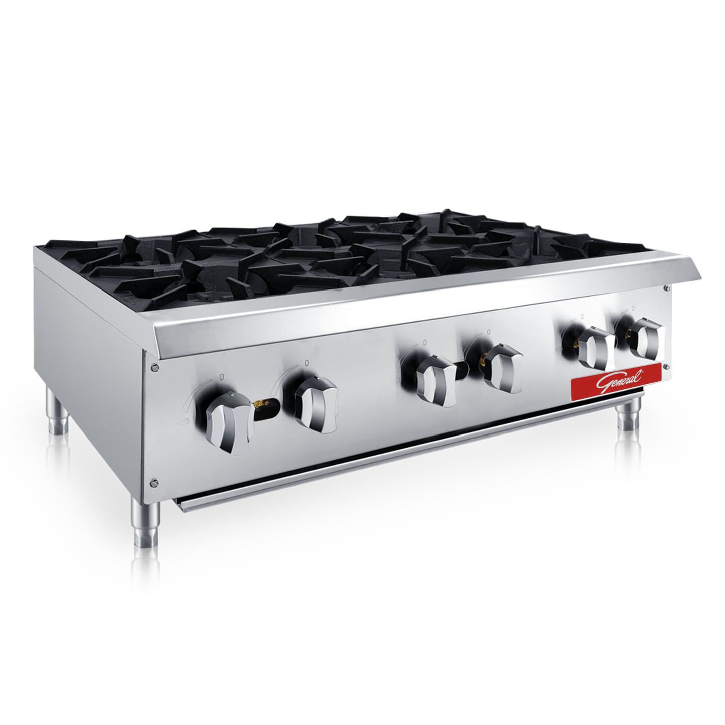 General Foodservice Hot Plate, 6 Burners, 150,000 BTUs, 36", in Stainless Steel (GCHP-36-6LP)