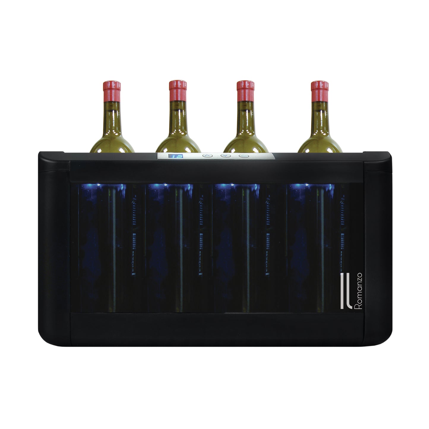 Vinotemp Il Romanzo Series Single-Zone Open Display Thermoelectric Wine Cooler, 4 Bottle Capacity, in Black (IL-OW004)