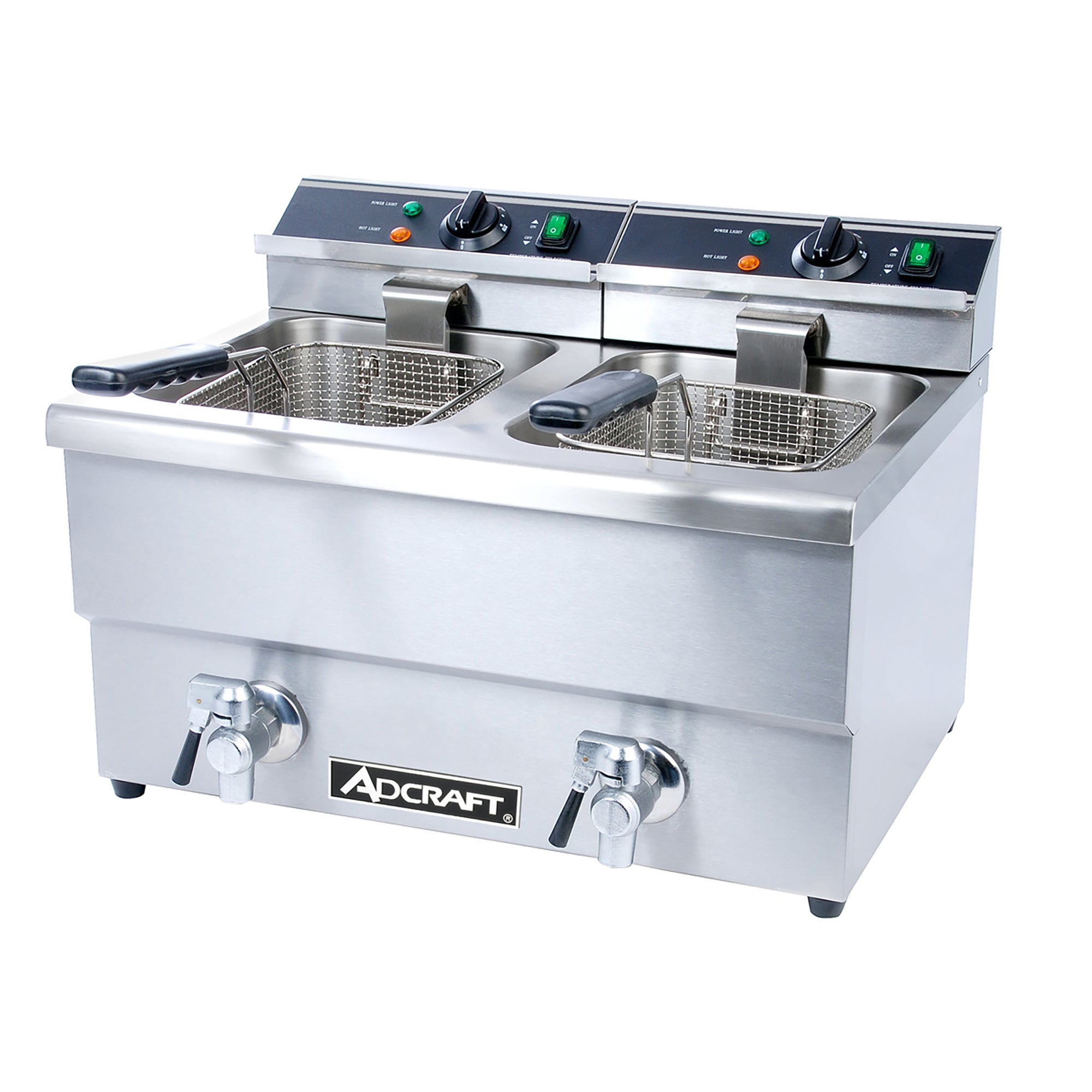 Adcraft Double Tank Deep Fryer with Faucet, 12L, in Stainless Steel (DF-12L/2)