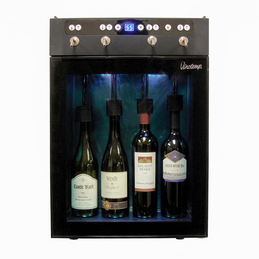 Vinotemp Wine Dispenser with Push Button Controls, 4 Bottle Capacity, in Black (VT-WINEDISP4)