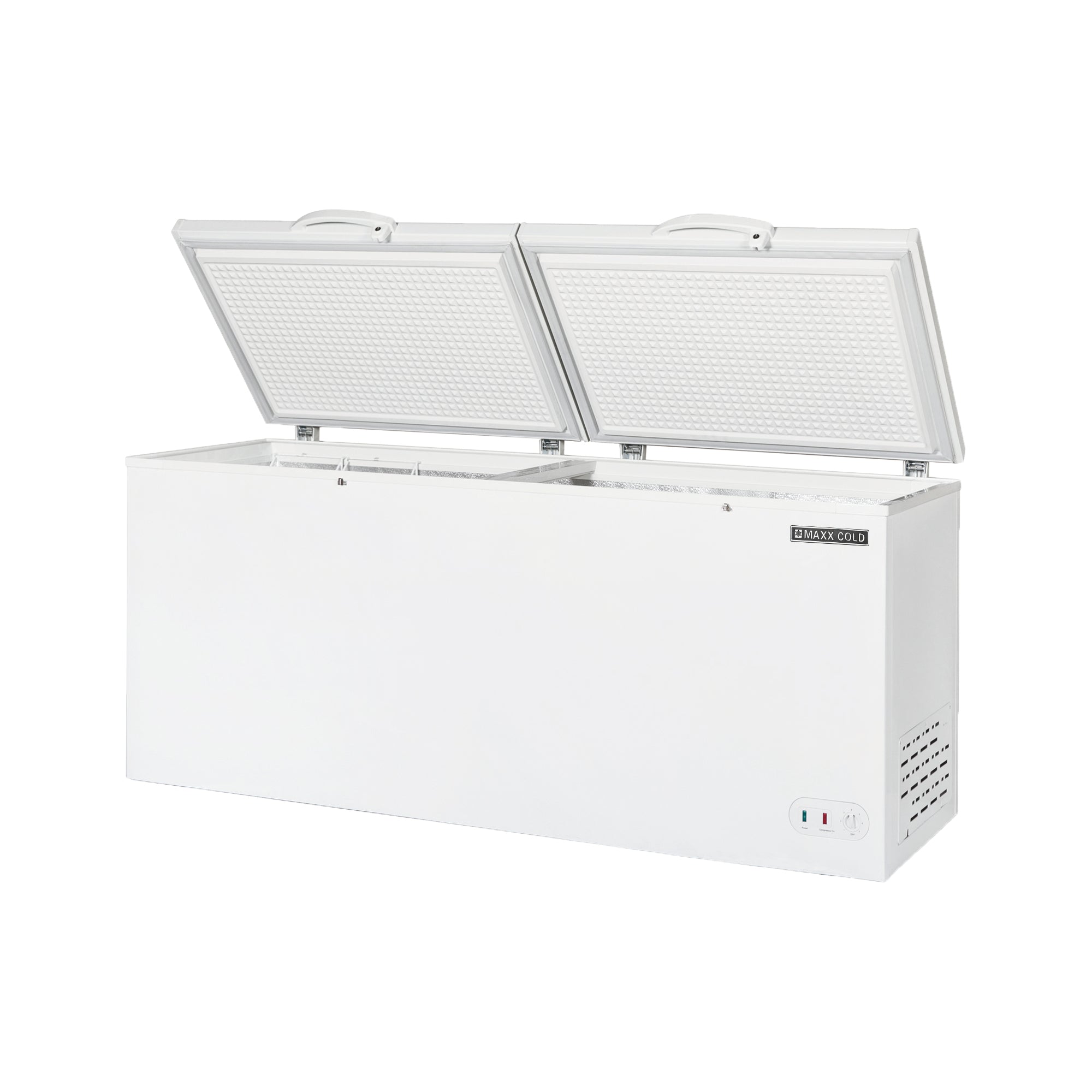 Maxx Cold Select Series Chest Freezer with Split Top, 76"W, 30 cu. ft. Storage Capacity, Locking Lids, Garage Ready, in White (MXSH30.0SHC)