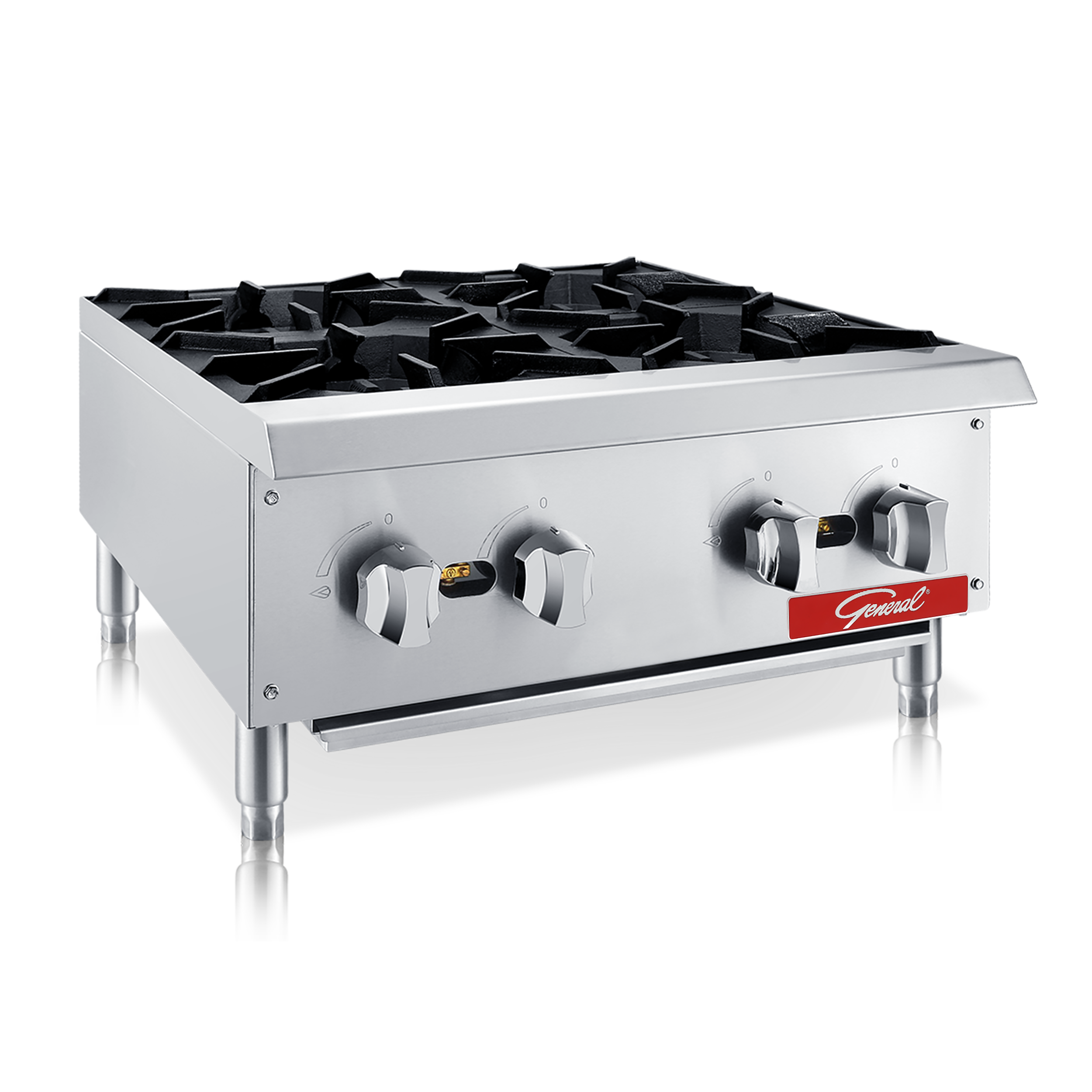 General Foodservice Hot Plate, 4 Burners, 100,000 BTUs, 24", in Stainless Steel (GCHP-24-4NG)