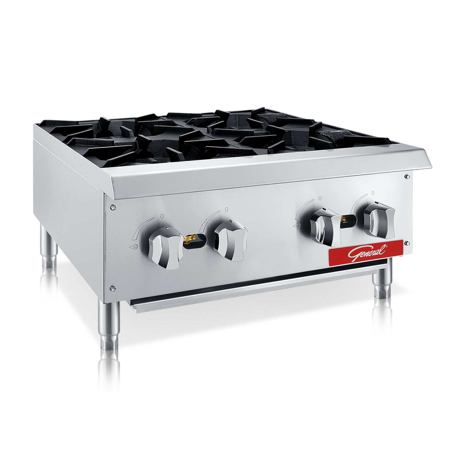 General Foodservice Hot Plate, 4 Burners, 100,000 BTUs, 24", in Stainless Steel (GCHP-24-4LP)