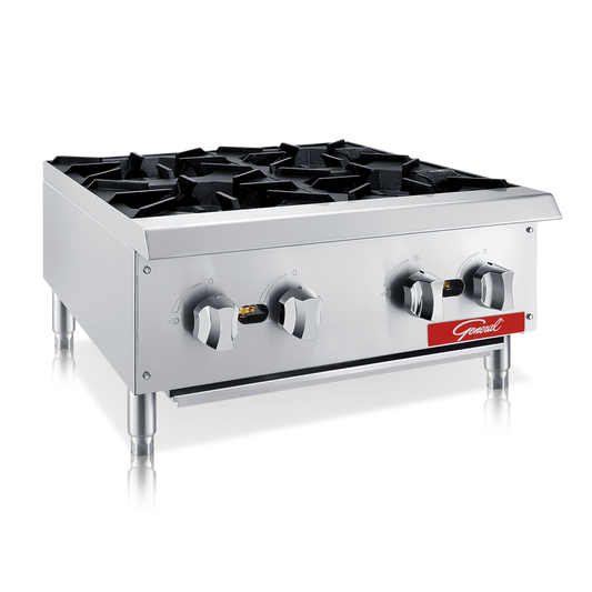 General Foodservice Hot Plate, 4 Burners, 100,000 BTUs, 24", in Stainless Steel (GCHP-24-4LP)