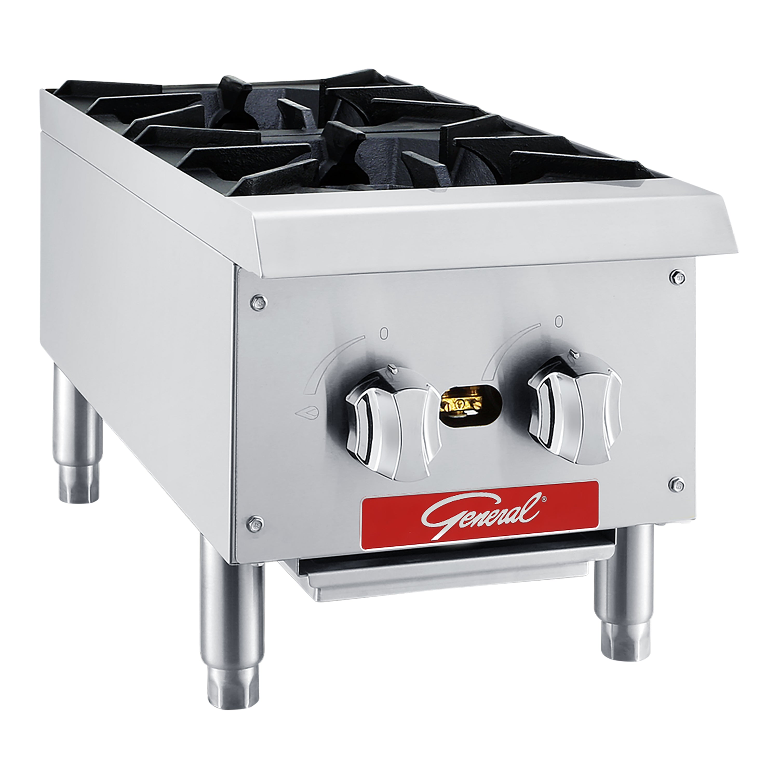 General Foodservice Hot Plate, 2 Burners, 50,000 BTUs, 12", in Stainless Steel (GCHP-12-6LP)